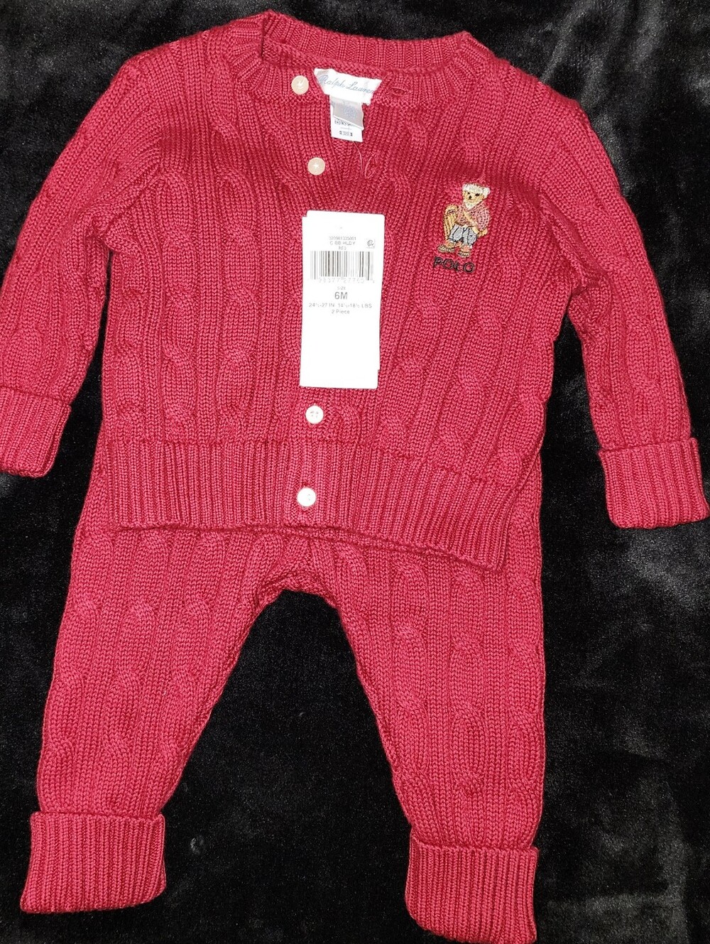 Brand new with tags Polo Ralph Lauren baby 2-piece cable-knit set, size 6 months